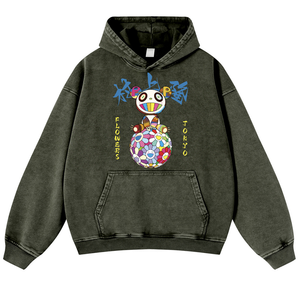 TM Sunflower Panda Vintage Washed Thick Cotton Hoodie