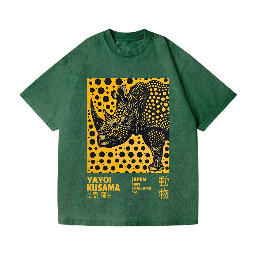 Yayoi Kusama Rhinoceros Vintage Wash Japanese Design T-Shirt