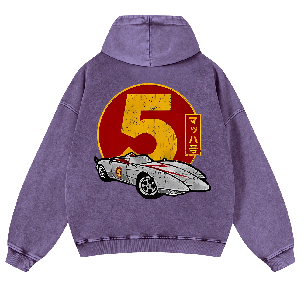 Speed Racer Mach 5 Vintage Washed Cotton Back Art Hoodie