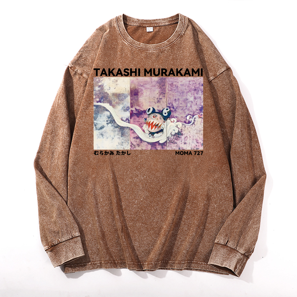 Japan Sunflower Panda TM Vintage Cotton Wash Long-sleeve T-shirt