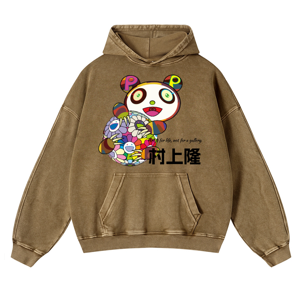 TM Sunflower Panda Vintage Washed Thick Cotton Hoodie