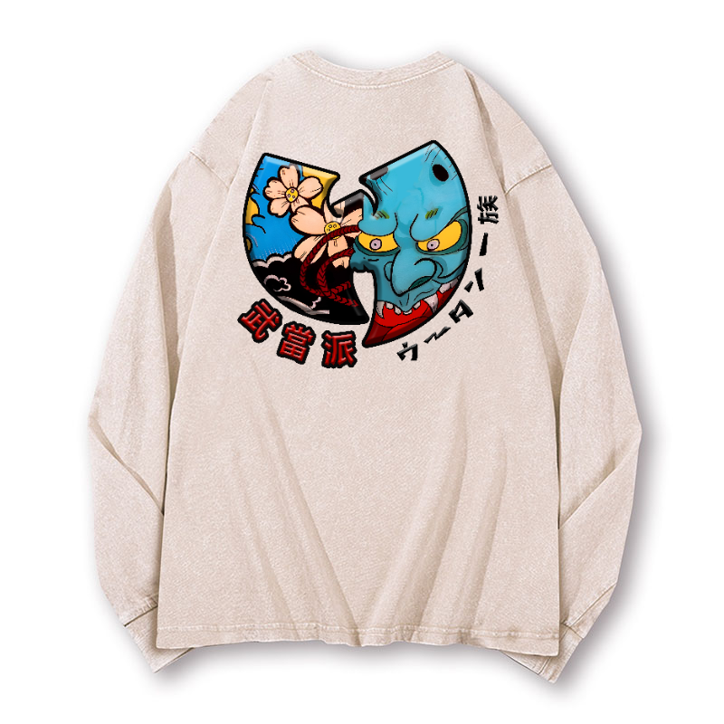 Wu Tang Clan Vintage Washed Cotton Back Art Long-sleeve T-shirt