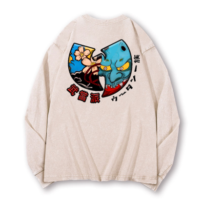 Wu Tang Clan Vintage Washed Cotton Back Art Long-sleeve T-shirt