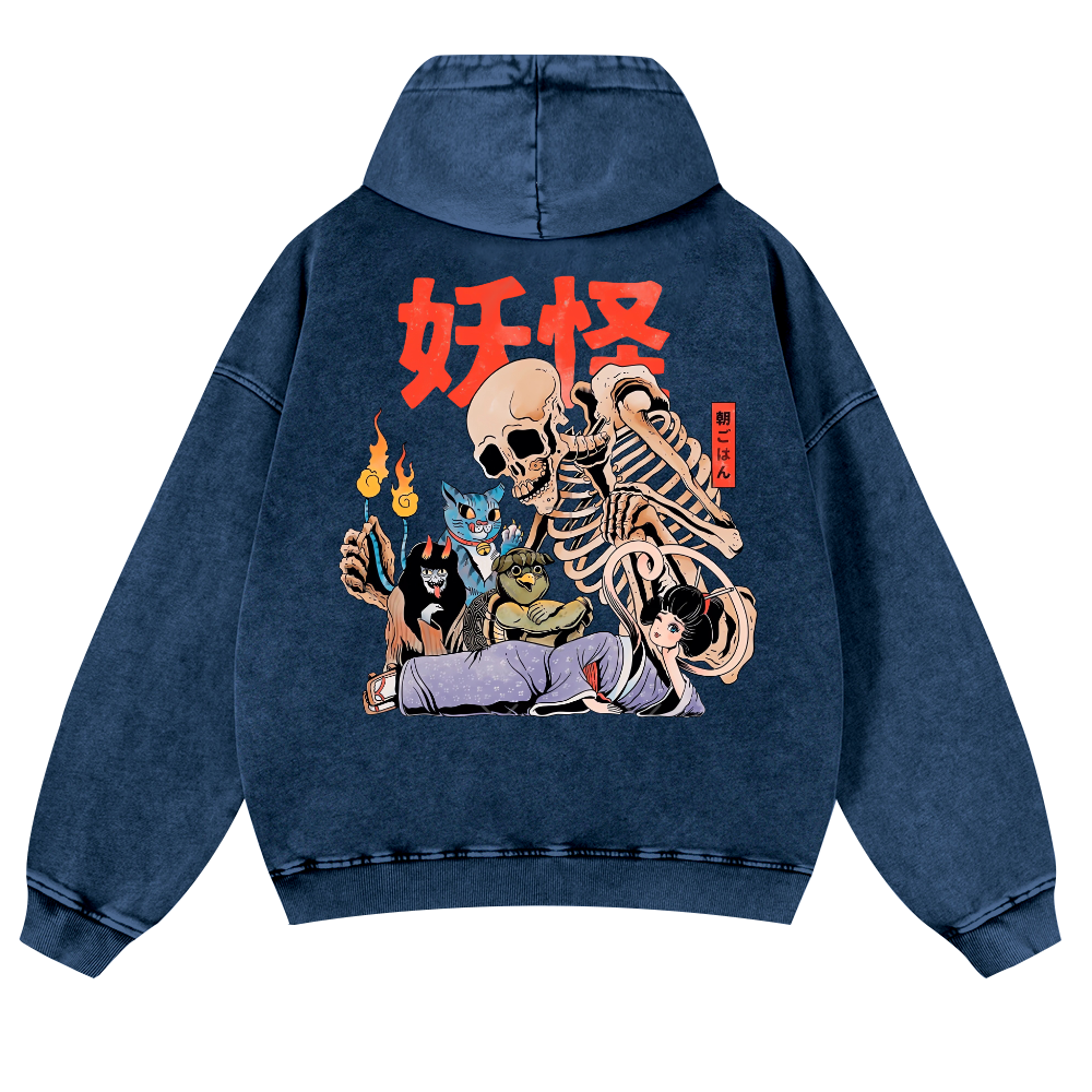 Gengar Vintage Washed Cotton Back Art Hoodie