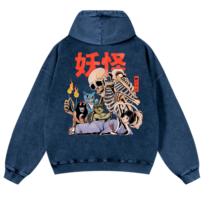 Gengar Vintage Washed Cotton Back Art Hoodie