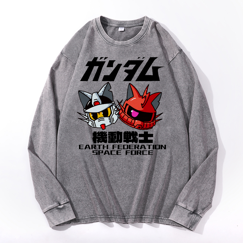 E.F.S.F. Cat MSG Vintage Cotton Wash Long-sleeve T-shirt