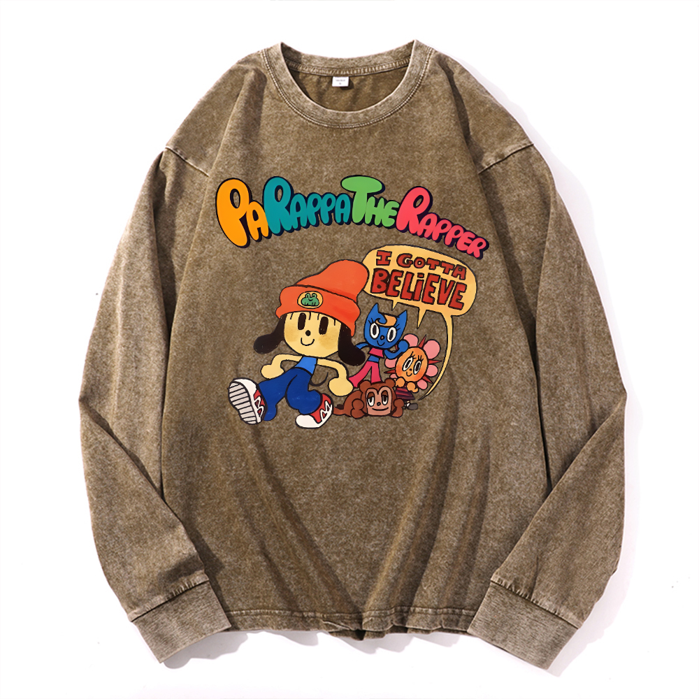 PaRappa the Rapper Vintage Cotton Wash Long-sleeve T-shirt
