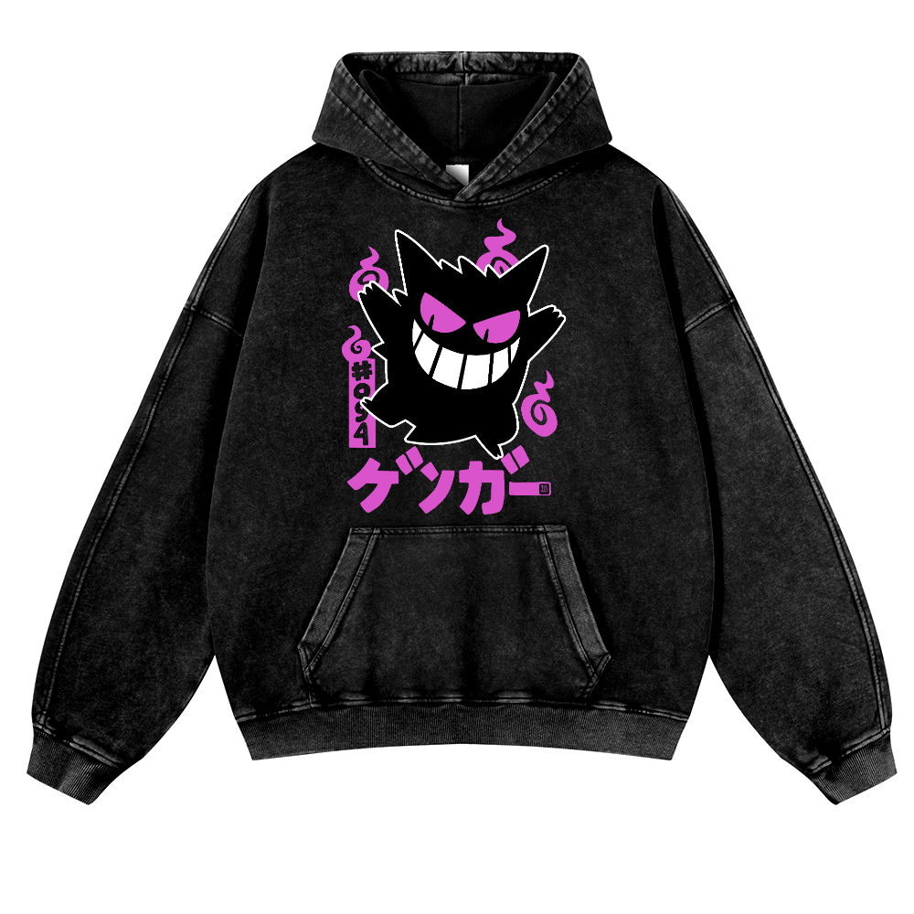 Pokemon Gengar Vintage Washed Thick Cotton Hoodie