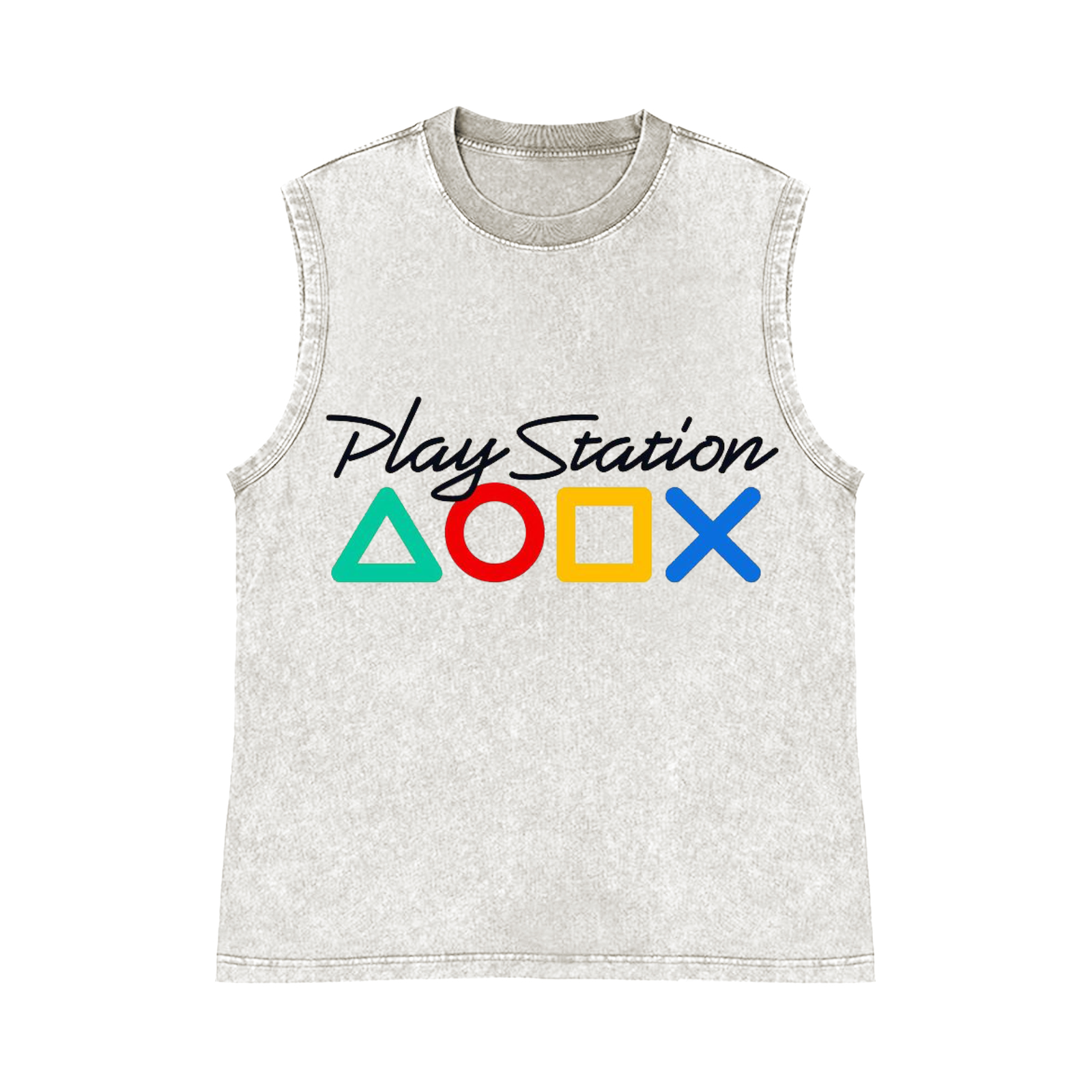 Play Station Pure Cotton Wash-Dyed Sleeveless Tank Top