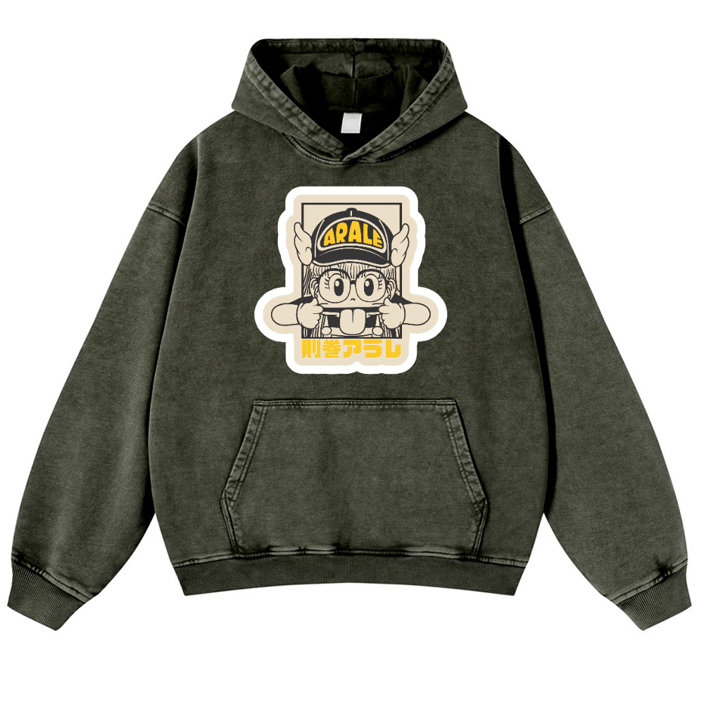Arale Vintage Washed Thick Cotton Hoodie