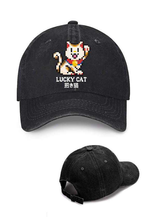 TM Mosaic Lucky Cat Vintage Cotton Cap