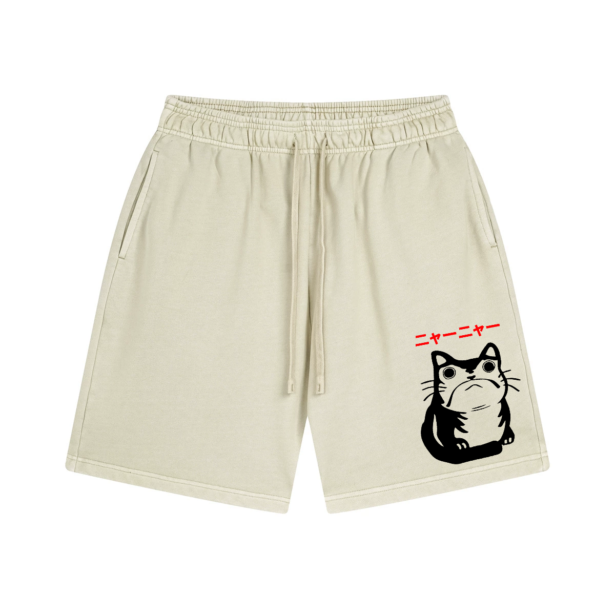 Matsumoto Hoji Cat Frog Vintage Washed Cotton Shorts
