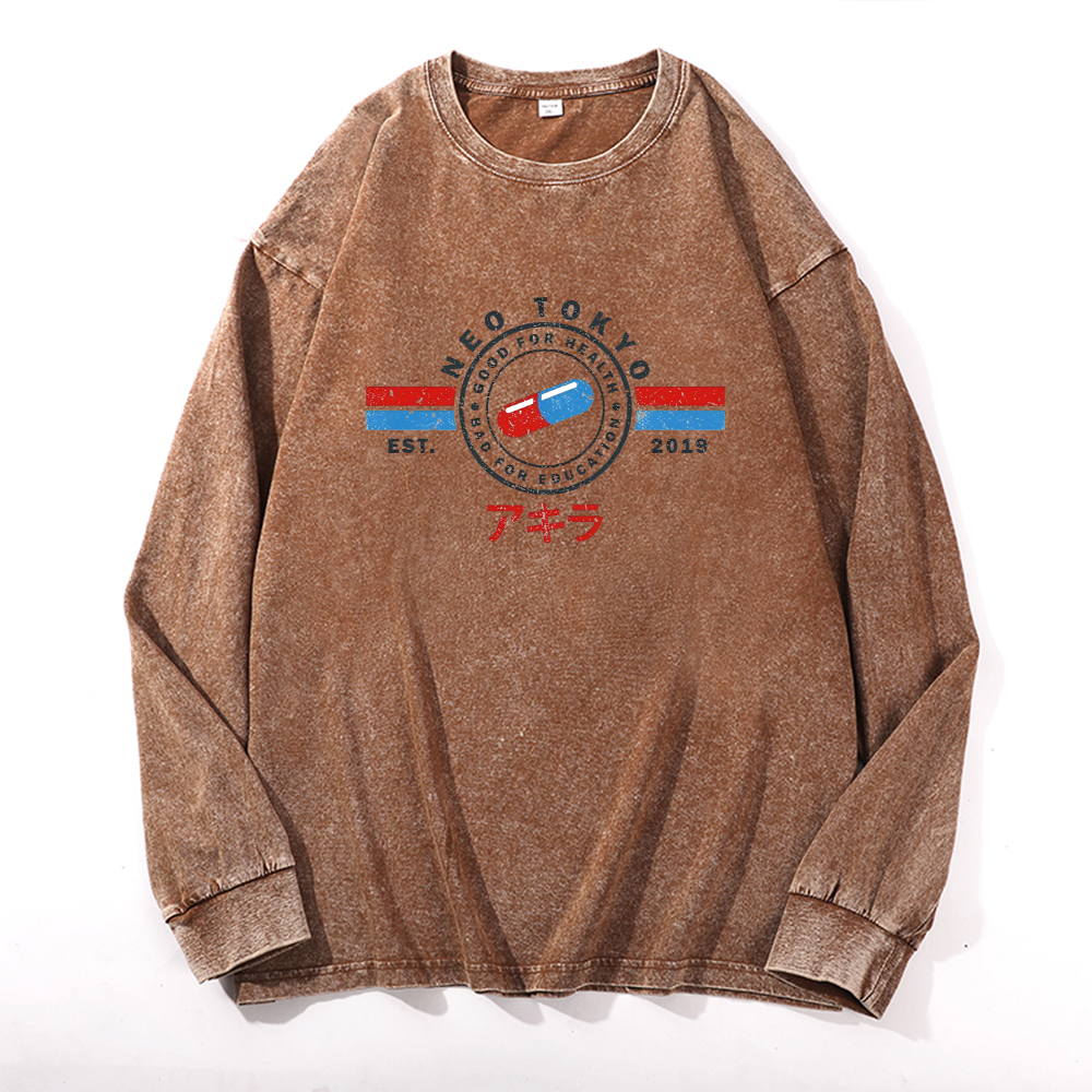 Akira Vintage Cotton Wash Crewneck Sweatshirt
