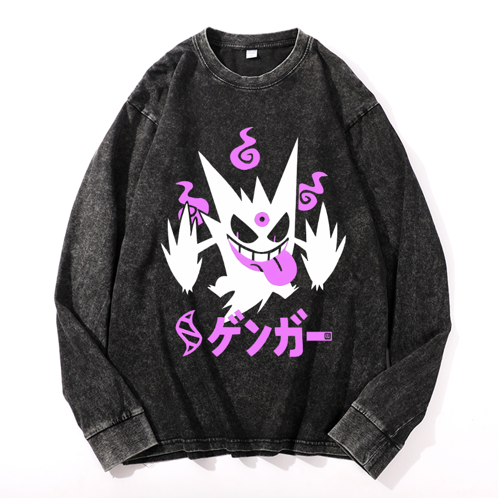 Gengar Vintage Cotton Wash Crewneck Sweatshirt