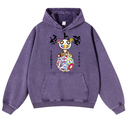TM Sunflower Panda Vintage Washed Thick Cotton Hoodie