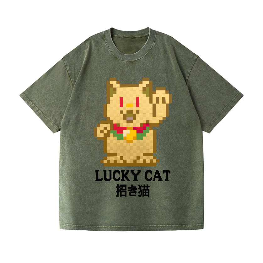 Lucky Cat Vintage Wash Japanese Design T-Shirt