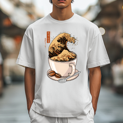 Katsushika Hokusai Coffee Great Wave Japanese Style Classic Tee