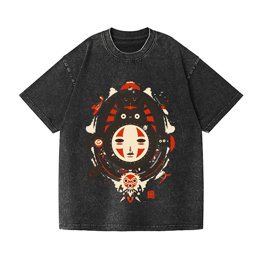 Ghibli Totoro No Face Kaonashi Vintage Wash Japanese Design T-Shirt