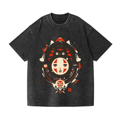 Ghibli Totoro No Face Kaonashi Vintage Wash Japanese Design T-Shirt