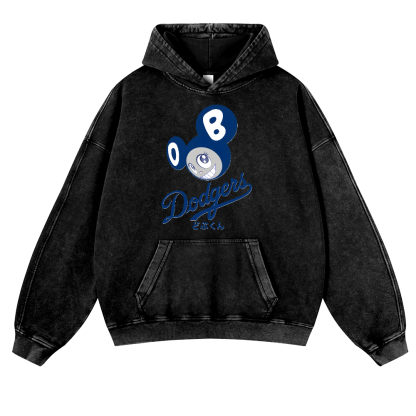 Dodgers Japan Sunflower TM Vintage Washed Thick Cotton Hoodie