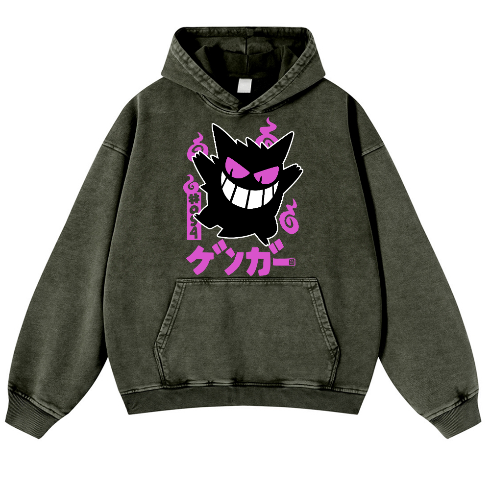 Gengar Vintage Washed Thick Cotton Hoodie