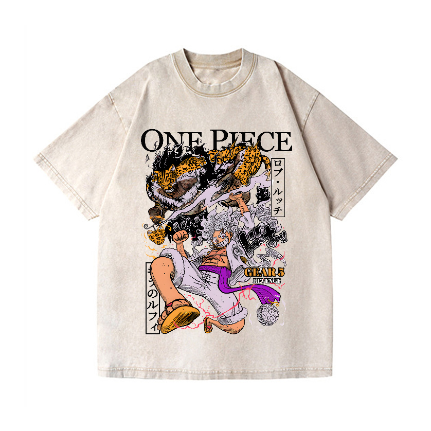 One Piece Gear 5 Luffy Vintage Wash Japanese Design T-Shirt