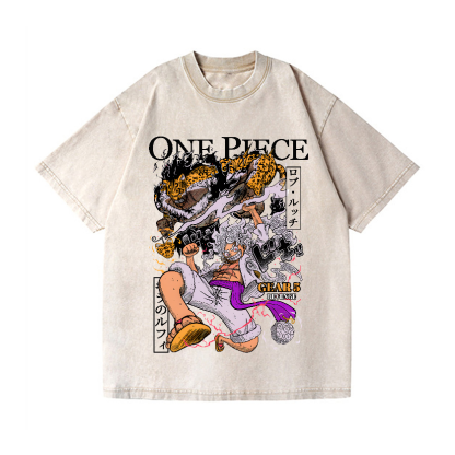 One Piece Gear 5 Luffy Vintage Wash Japanese Design T-Shirt