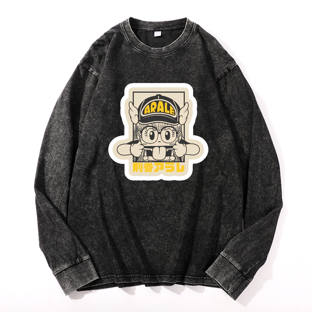 Arale Vintage Cotton Wash Crewneck Sweatshirt