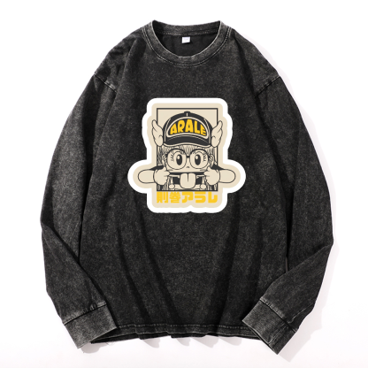 Arale Vintage Cotton Wash Crewneck Sweatshirt