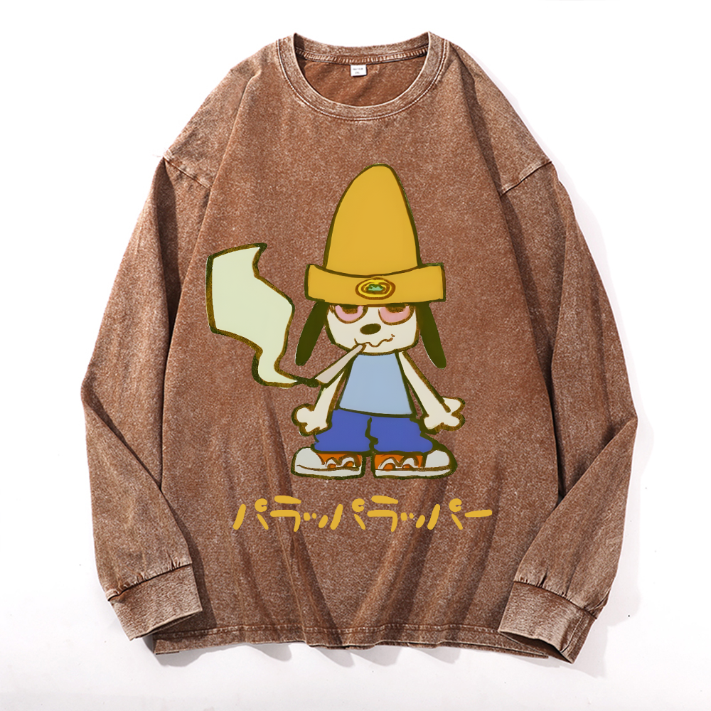 PaRappa the Rapper Vintage Cotton Wash Long-sleeve T-shirt