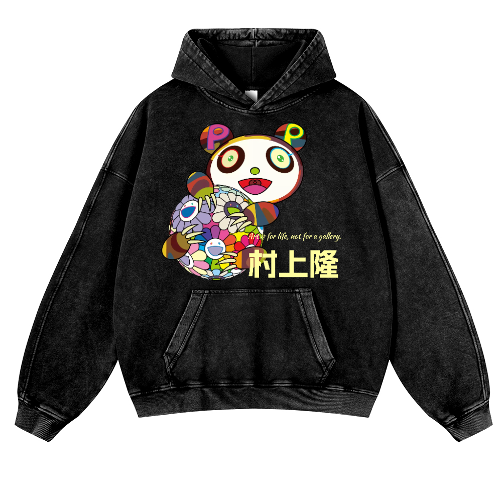 TM Sunflower Panda Vintage Washed Thick Cotton Hoodie