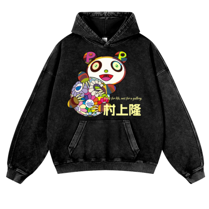 TM Sunflower Panda Vintage Washed Thick Cotton Hoodie