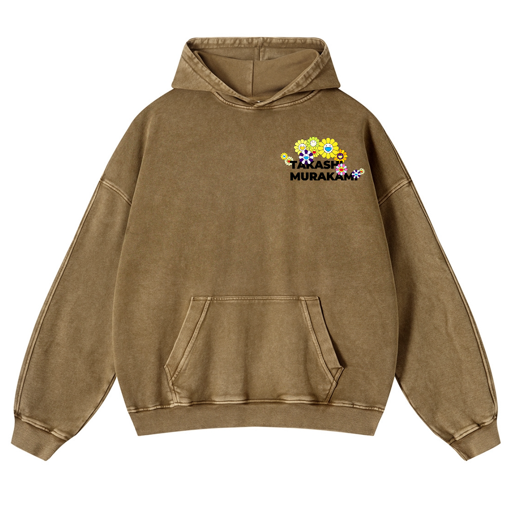 TM Flower Vintage Washed Cotton Back Art Hoodie