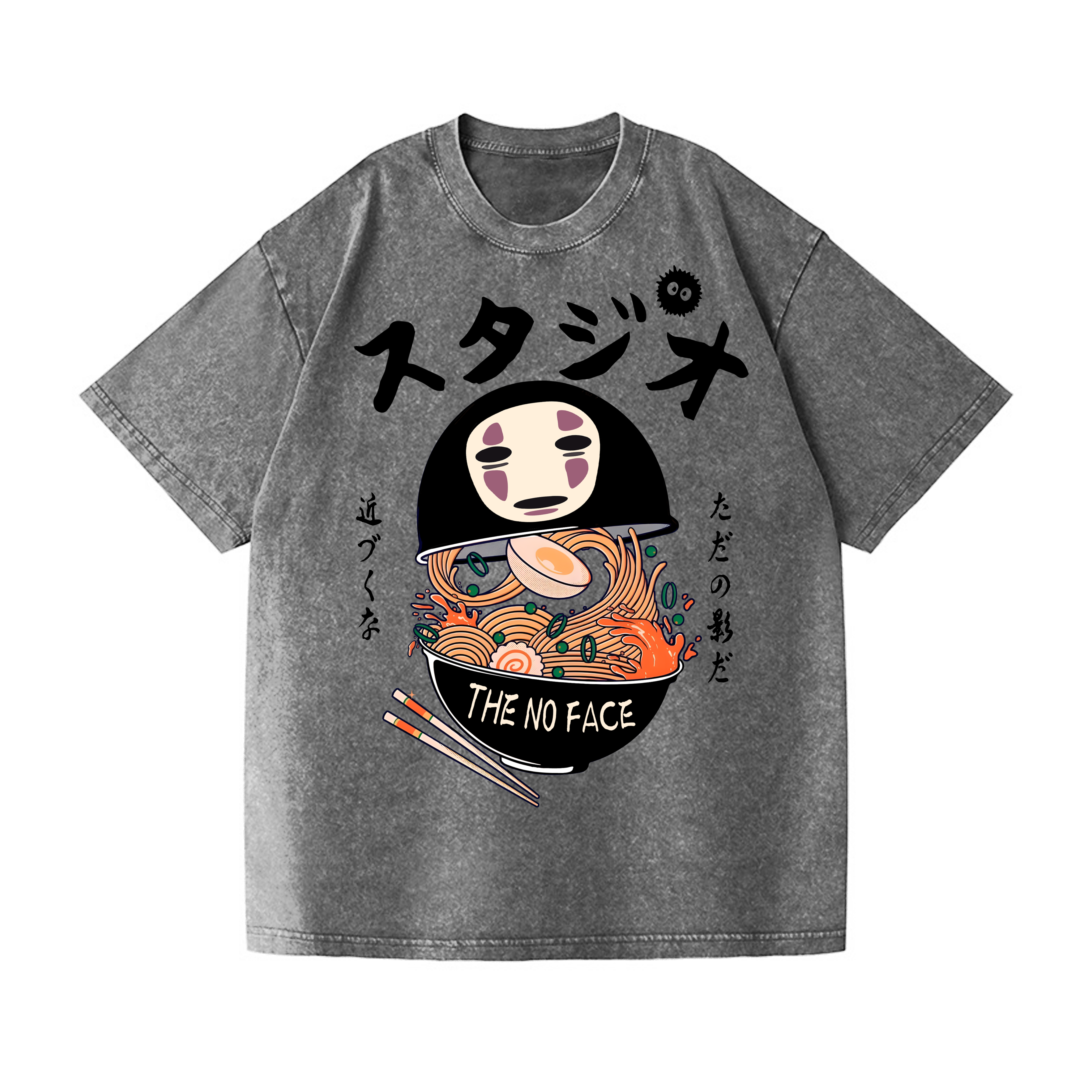 Ghibli No Face Kaonashi Ramen Vintage Wash Japanese Design T-Shirt
