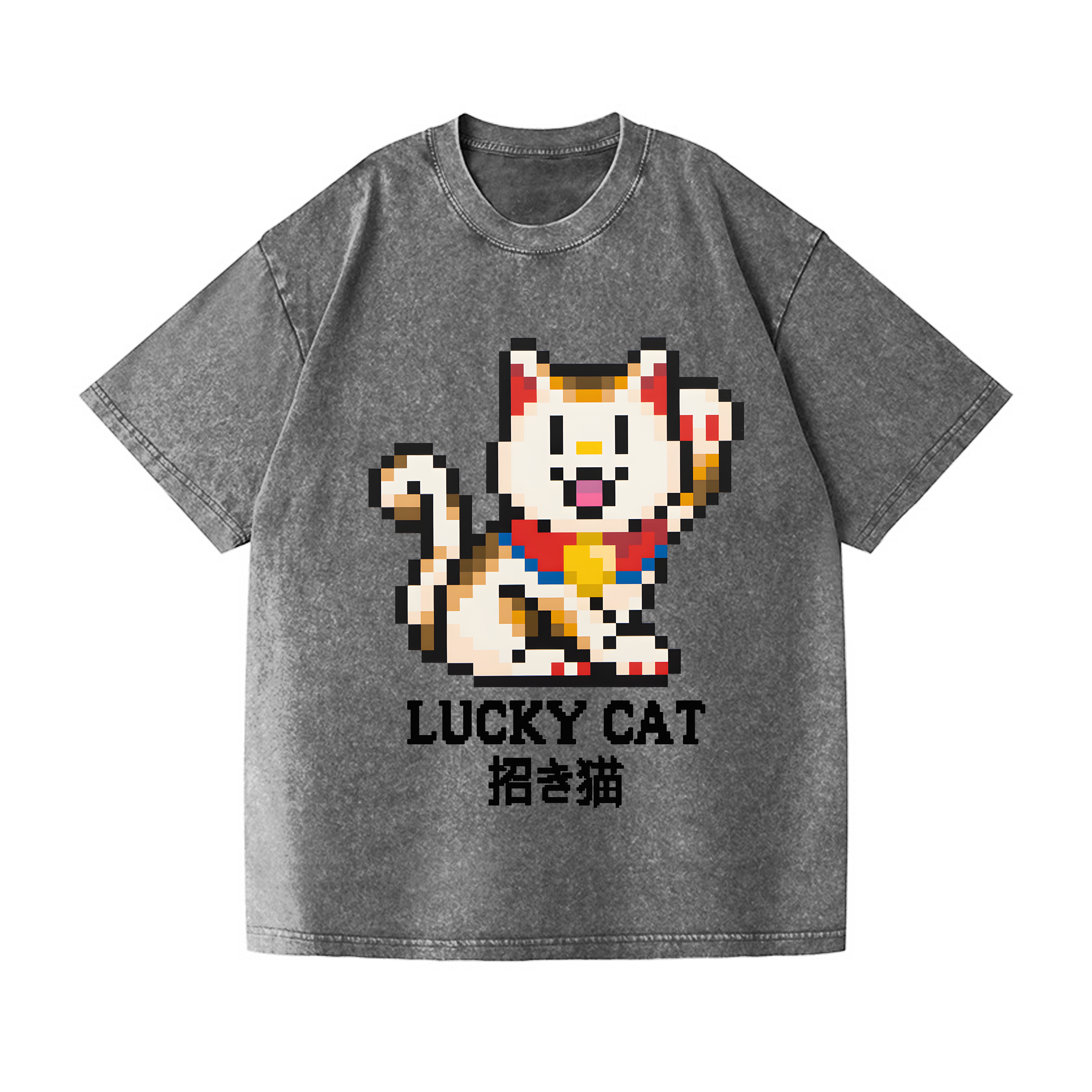 Lucky Cat Vintage Wash Japanese Design T-Shirt