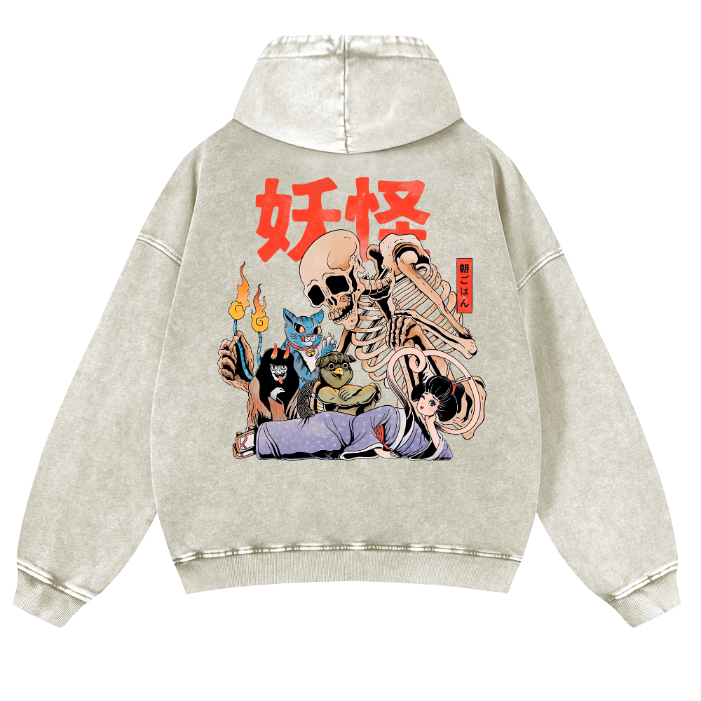 Gengar Vintage Washed Cotton Back Art Hoodie