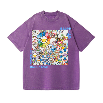 TM Skull SunFlower Vintage Wash Japanese Design T-Shirt