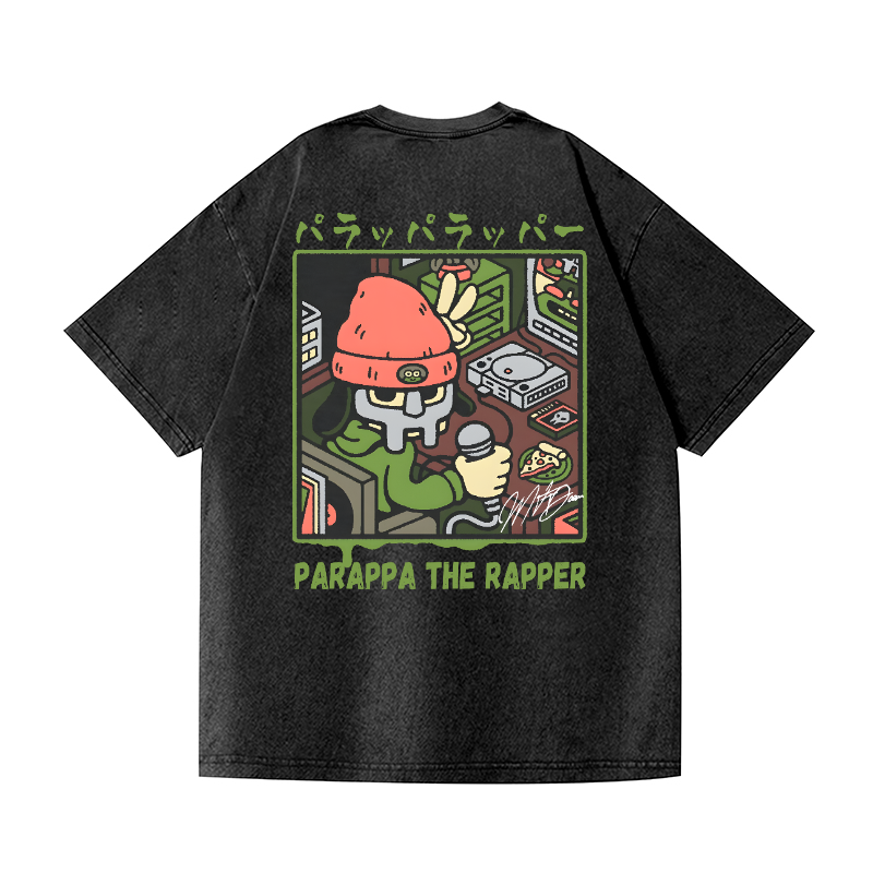 PaRappa the Rapper Vintage Wash Japanese Design Back Art T-Shirt