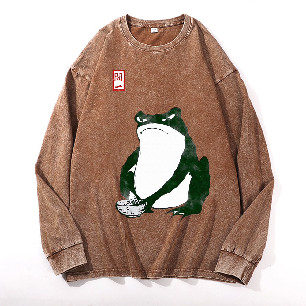 Matsumoto Hoji Frog Vintage Cotton Wash Crewneck Sweatshirt