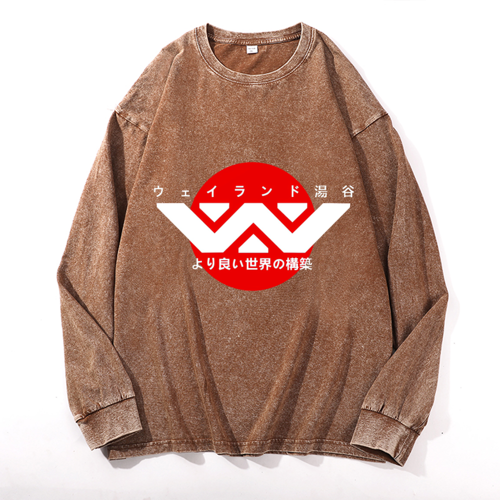Alien Weyland Yutani Vintage Cotton Wash Crewneck Sweatshirt