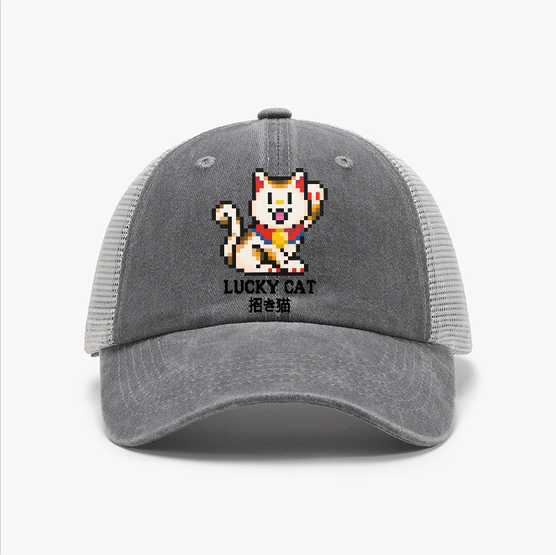 TM Mosaic Lucky Cat Vintage Cotton Breathable Hat