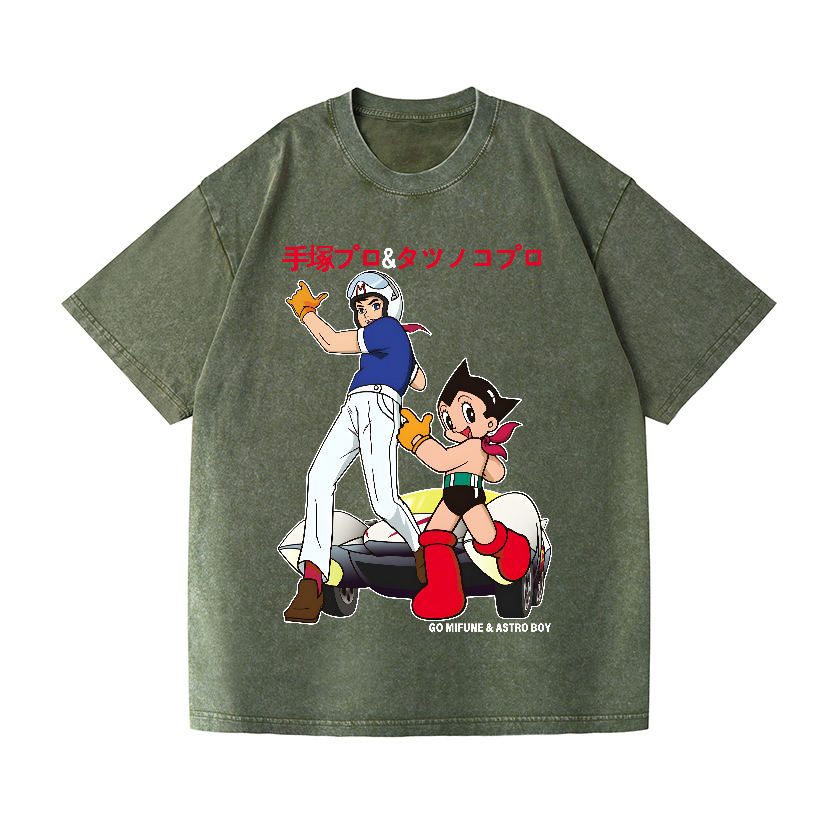 Speed Racer Astro Boy Vintage Wash Japanese Design T-Shirt