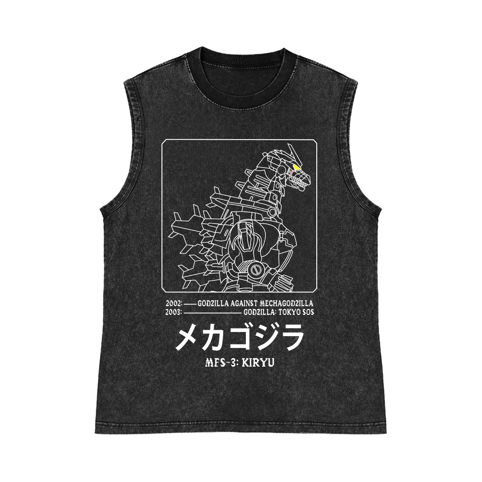 Kaiju Gundam Mechakaiju Pure Cotton Wash-Dyed Sleeveless Tank Top