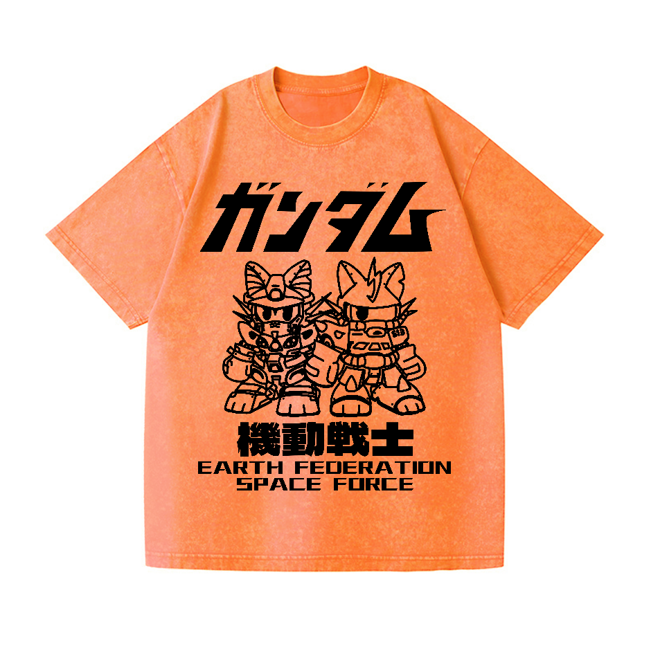 Gundam Cat Vintage Wash Japanese Design T-Shirt