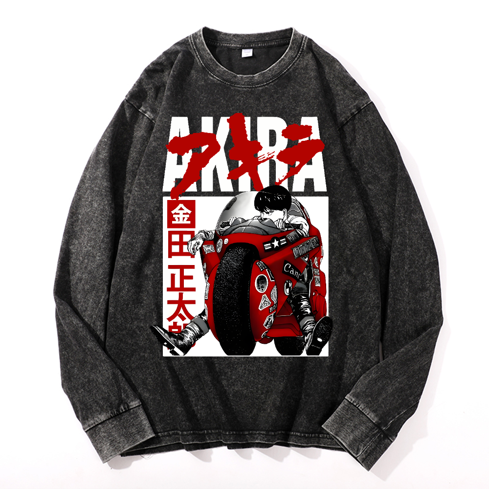 Akira Vintage Cotton Wash Crewneck Sweatshirt