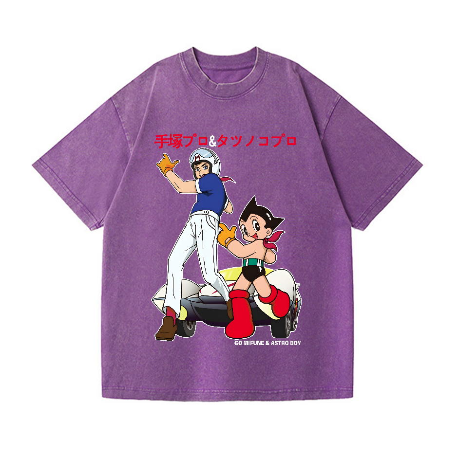 Speed Racer Astro Boy Vintage Wash Japanese Design T-Shirt