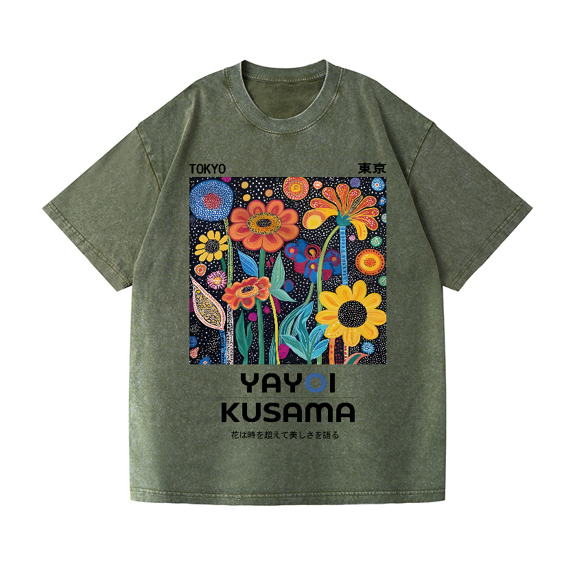Yayoi Kusama Flower Vintage Wash Japanese Design T-Shirt
