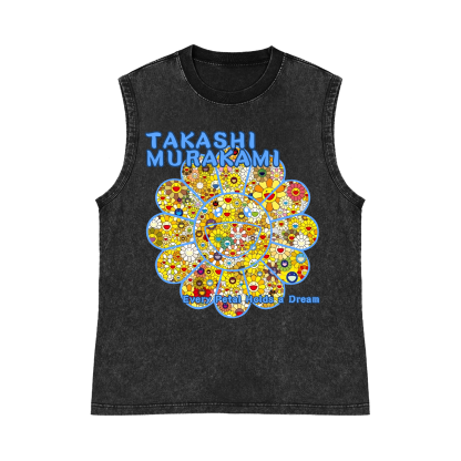 Sunflower TM Flower Pure Cotton Wash-Dyed Sleeveless Tank Top