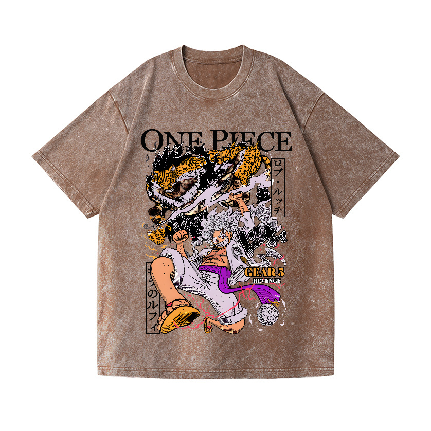 One Piece Gear 5 Luffy Vintage Wash Japanese Design T-Shirt