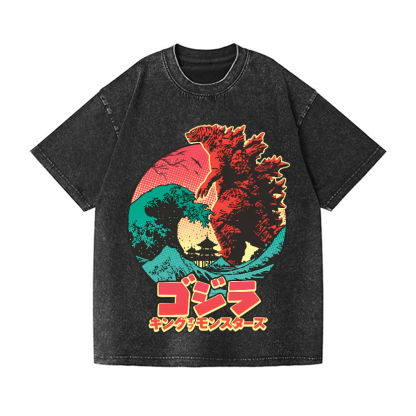 Godzilla Vintage Wash Japanese Design T-Shirt